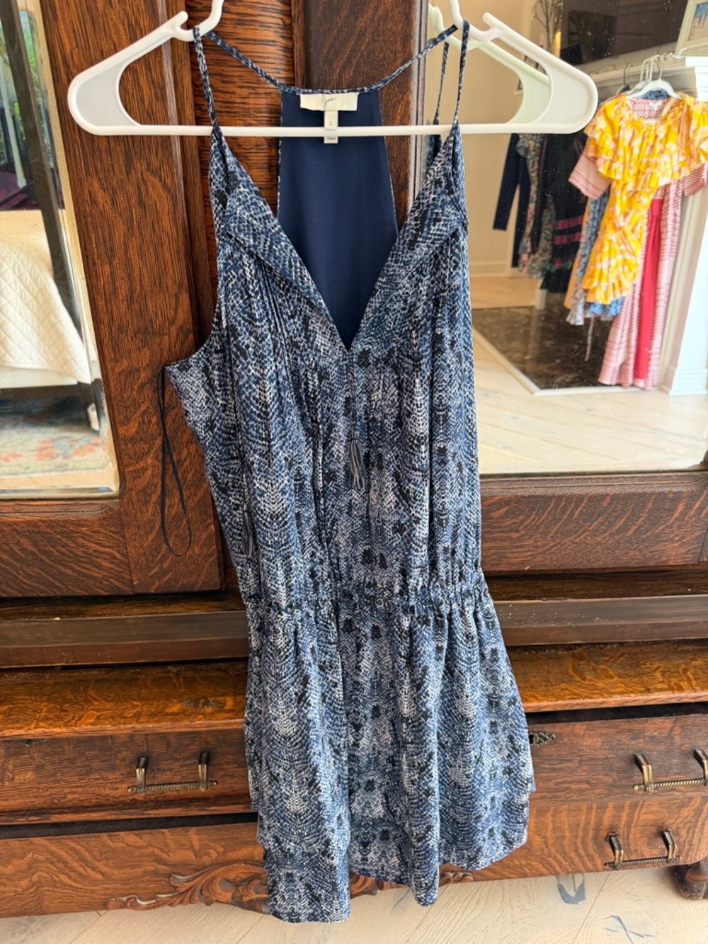 Joie Navy & Light Blue Snake-Print Mini Dress
